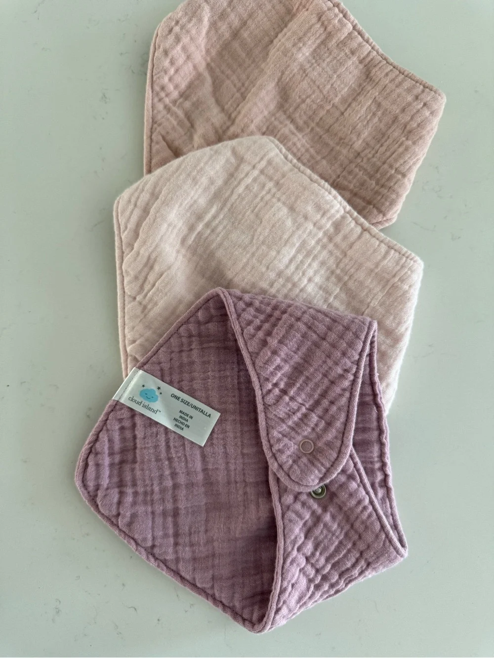 cloud island 3-Pack Muslin Bandana Bibs in Mauve, Blush & Dusty Pink